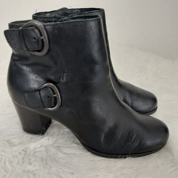 Born Ondine Women Size 9 M Boot Ankle Black Leather Double Monk Strap D40503 - Picture 1 of 10